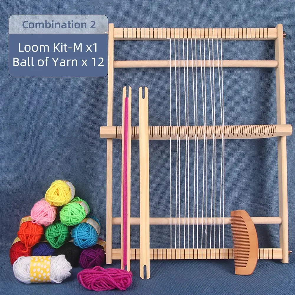 Large Wooden Weaving Loom Kit Frame Loom Learn To Weave Earthy Beginner Tapestry Kit Wall Decor With Loom and Tools - Confia