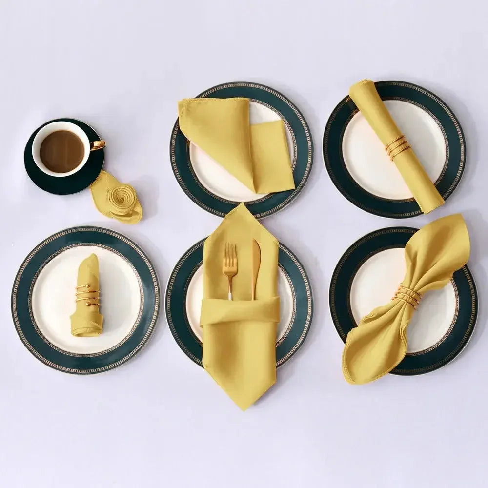 12Pcs 30*30cm Square Satin Table Napkin | Hotel Serving Table Napkins | Washable Handkerchief | Wedding Birthday Banquet Decoration - Confia - reusablefoodstoragebags confia