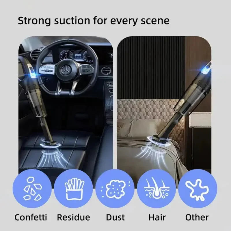 Car Multipurpose Vacuum Cleaner Handheld Powerful Suction Rechargeable Car and Home Dual Use Small Wireless Vacuum Cleaner - Confia - reusablefoodstoragebags confia