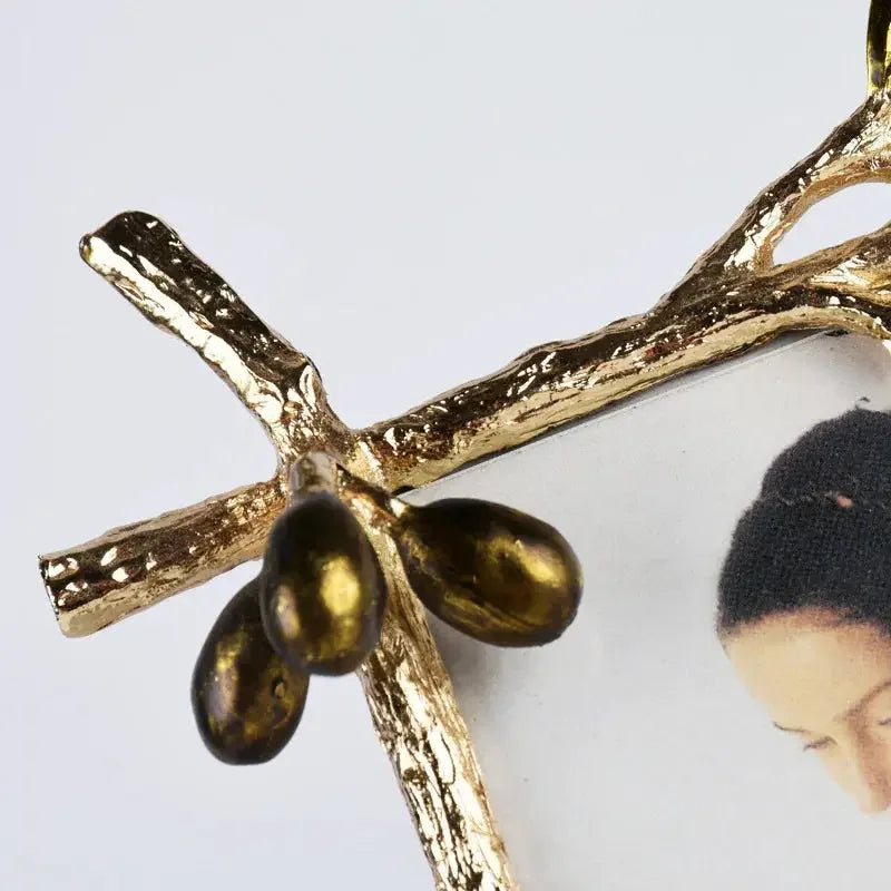 Metal Picture Frame Golden Olive Olive Branch Border Photo Frame Photo Display Background Wall Decoration Accessories - Confia