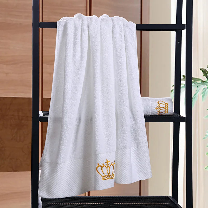 Embroidered Crown White bath towel 5stars Hotel Towels Quick Drying, Highly Absorbent, Great for Gifting