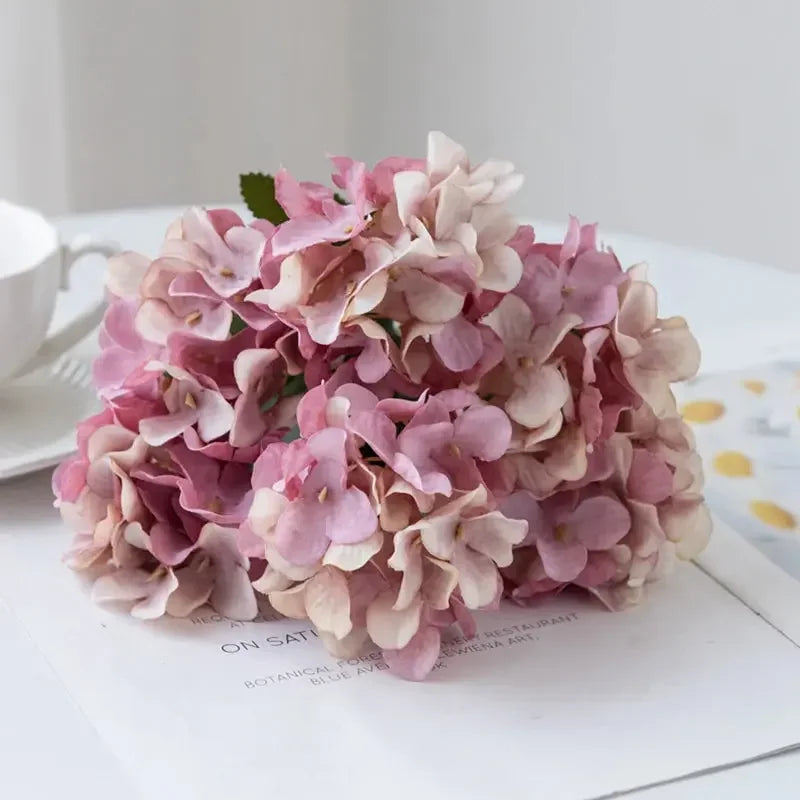 Artificial Flowers Silk Hydrangea Vase for Home Decoration Accessories Wedding Decorative Fake Plants Christmas Garland Material - Confia