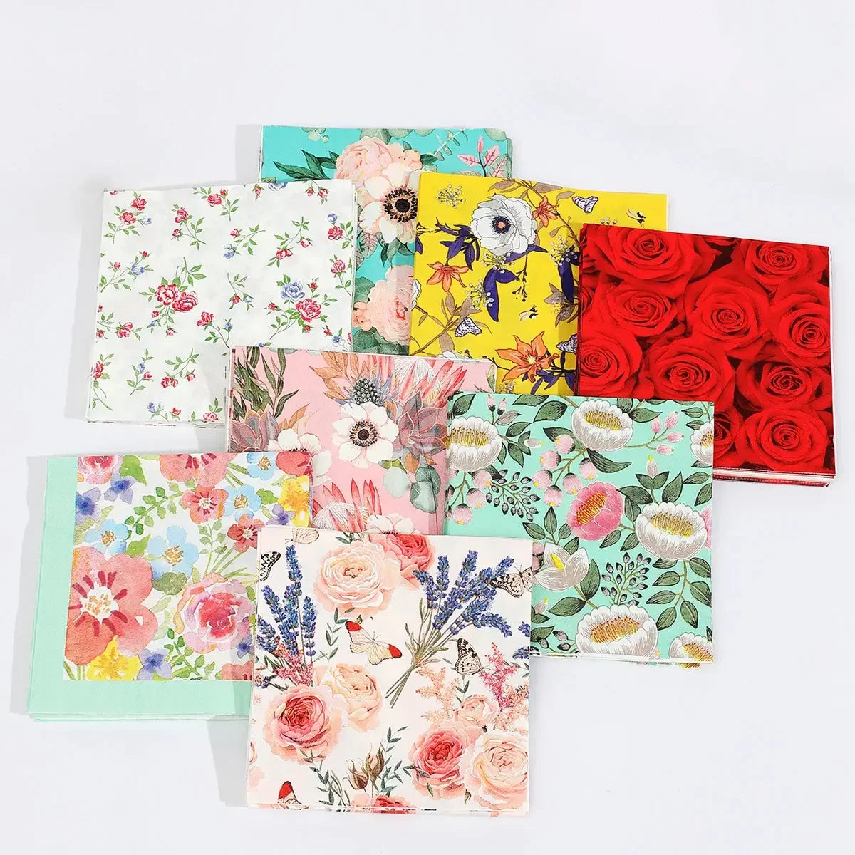 Flower Paper Napkins | Table Decorations | Art Decoupage Napkin | Disposable Birthday Party Serviettes - Confia - reusablefoodstoragebags confia