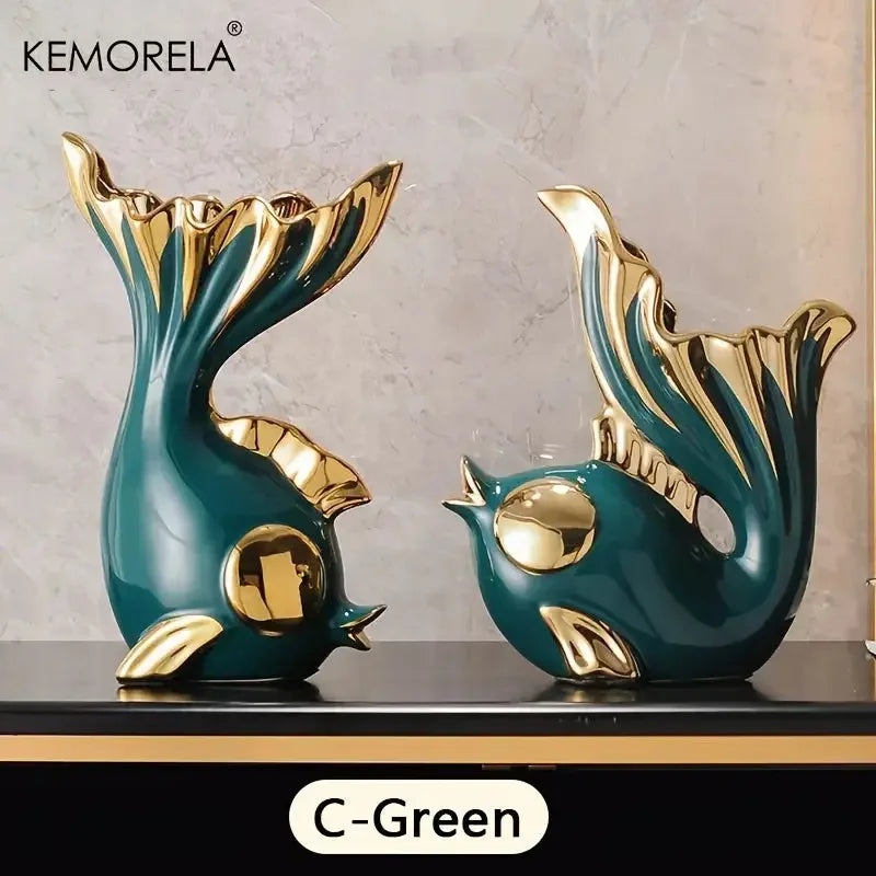 Ceramics Statue Exquisite Home Decor Modern Abstract Art Statue Ornaments Sculpture Decoration for Living Room Table Centerpiece - Confia