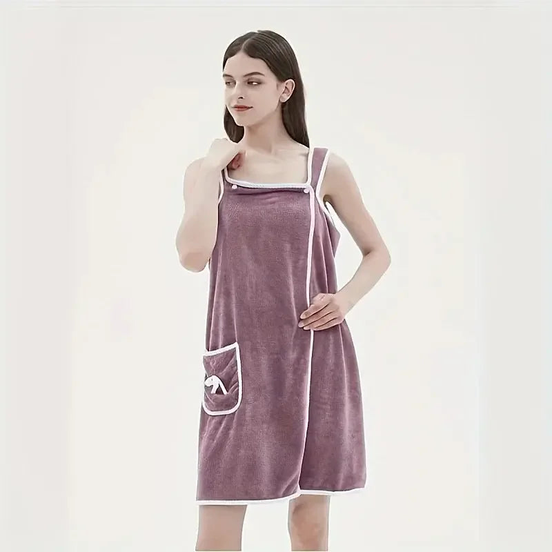 Microfiber Bathing Wearable Magic Towel Bath Towel Beach and Spa Bathrobe Bathroom Towel Dress with Straps for Girls & Women Absorb Water | Washable Bathrobe - Confia - reusablefoodstoragebags confia