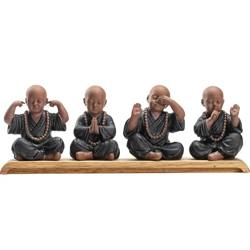 Ceramics Four Small Monk Statue Ceramic crafts Chinese characteristic decoration luxurious Home, Study, office accessories - Confia