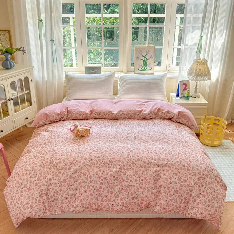 Floral Printed Duvet Cover 1Piece - 100% Cotton Luxury Bedding - Confia - reusablefoodstoragebags confia