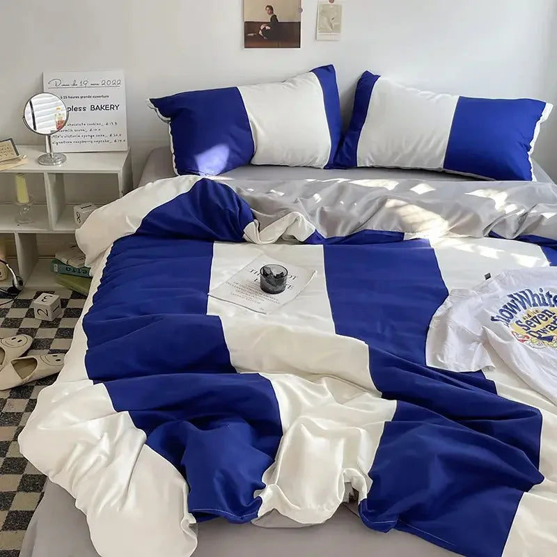 Bed Linen Bed Sheets Set Stripes Dots Duvet Cover Set - Confia - reusablefoodstoragebags confia