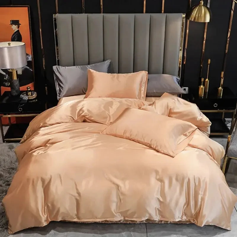 Bedding Duvet Cover Set Soft Silky Textured Comforter Cover with Corner Ties and Zipper Closure - Confia - reusablefoodstoragebags confia