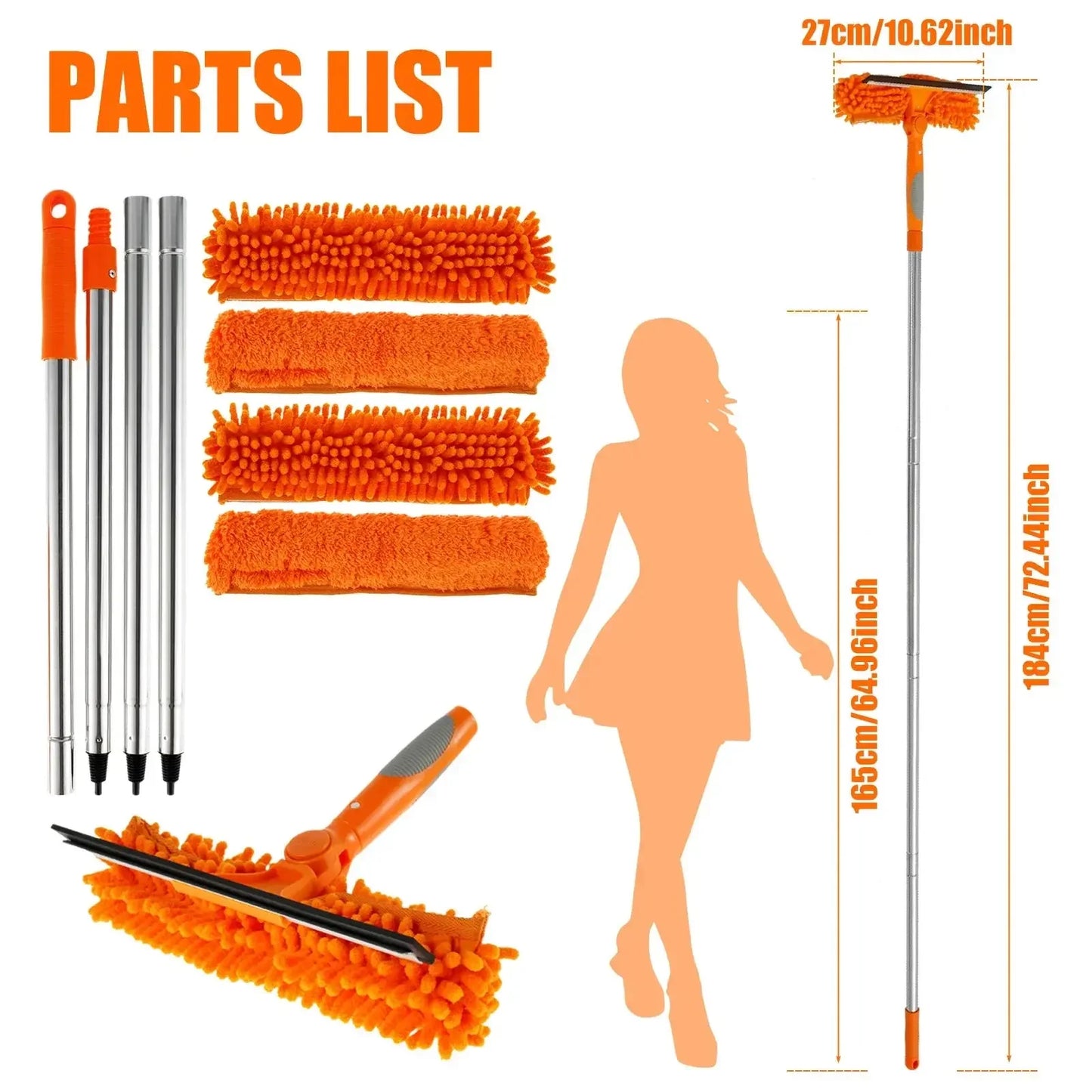 Cleaning Squeegee Window Shower Screen Brush Long Handle Sponge Car Window Squeegee for Gas Station, Glass,Shower - Confia - reusablefoodstoragebags confia