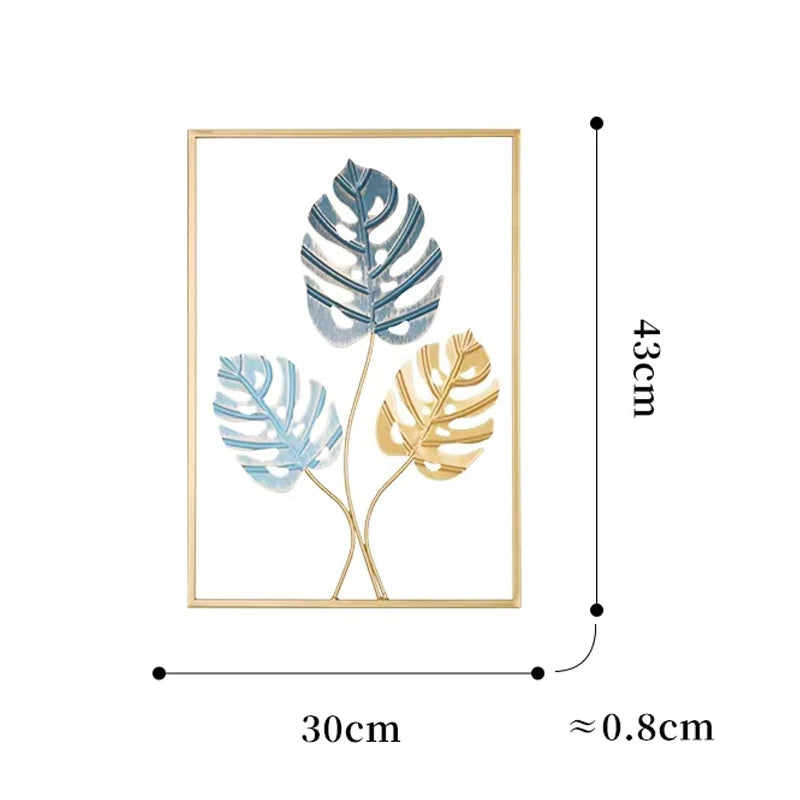 Metal Leaf Iron Wall Hanging Decor Palm Maple Leaves Plant Ginkgo Nordic Wall Pendant Mural Living Room Bedroom Home Decoration