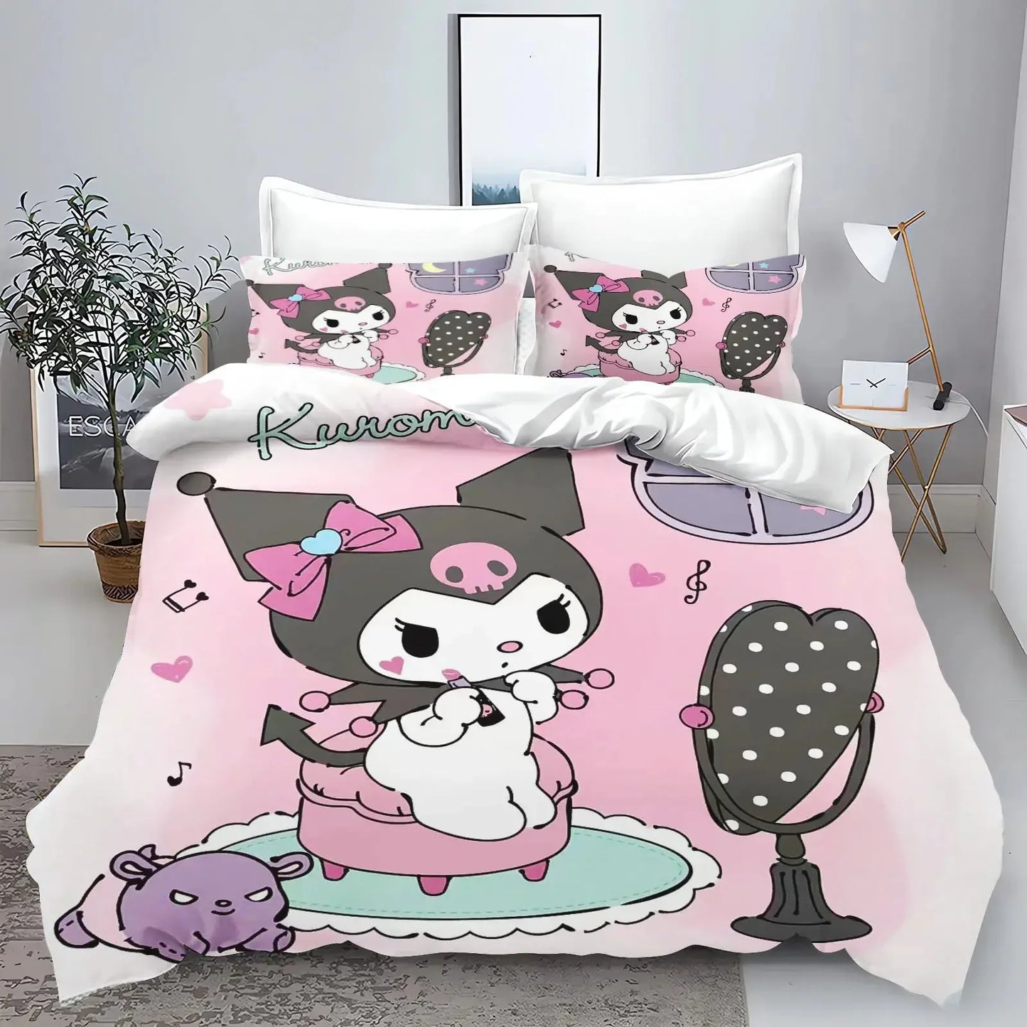 Cute Kuromi Comforter Bedding Sets Quilt Bed Cover Duvet Cover Pillow Case 2-3 Pieces Sets Kids Bedroom Decor - Confia - reusablefoodstoragebags confia