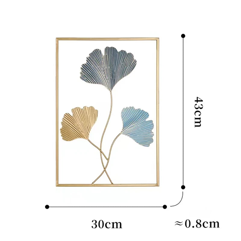 Metal Leaf Iron Wall Hanging Decor Palm Maple Leaves Plant Ginkgo Nordic Wall Pendant Mural Living Room Bedroom Home Decoration