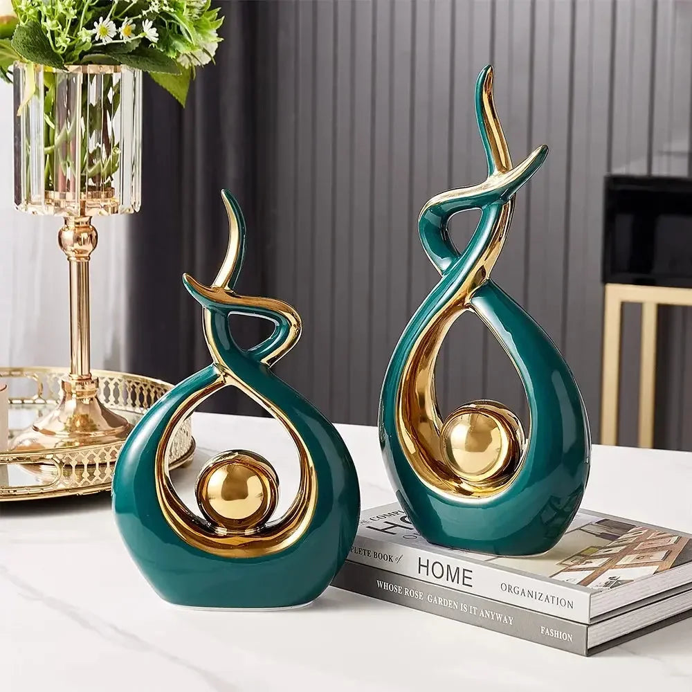 Abstract Ceramic Statue Modern Luxury Living Room Home Decor Accessories Office Decoration Desk Souvenirs Crafts Gifts - Confia