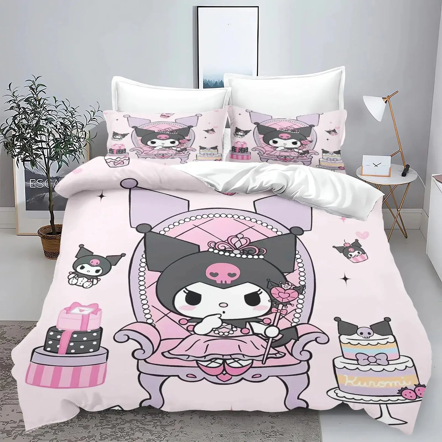 Cute Kuromi Comforter Bedding Sets Quilt Bed Cover Duvet Cover Pillow Case 2-3 Pieces Sets Kids Bedroom Decor - Confia - reusablefoodstoragebags confia