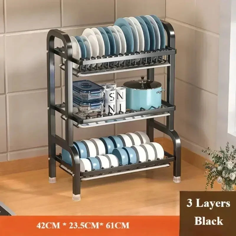 Simple Trending Dish Rack for Kitchen Counter, large Capacity Dish Rack with Utensil Holder, Cutting Board Holder, Drain Board Tray for Kitchen Counter Storage - Confia - reusablefoodstoragebags confia
