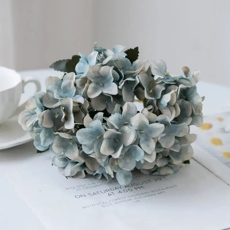 Artificial Flowers Silk Hydrangea Vase for Home Decoration Accessories Wedding Decorative Fake Plants Christmas Garland Material - Confia