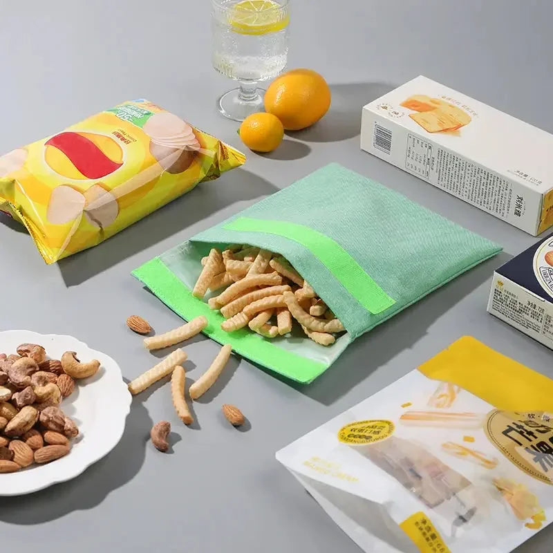 Reusable Sandwich Storage Bag TPU Lining Velcro Snack Bags for Kids Washable Waterproof Food-Safe Reusable Snacks Bags Confia
