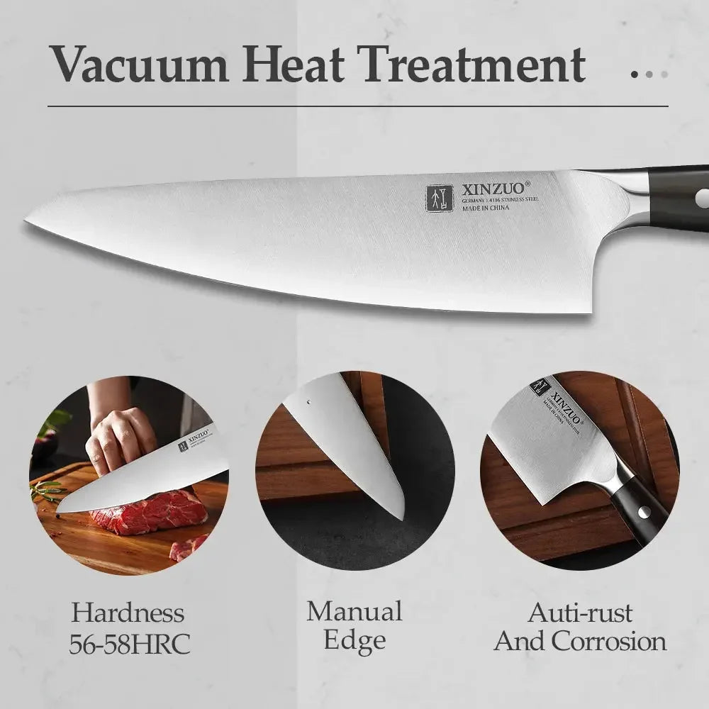 XINZUO Classic Design 8.3'' Chef Knife Kitchen Knife 56-58HRC German 1.4116 Steel Razor Sharp Cutting Meat With Comfort Handle - Confia