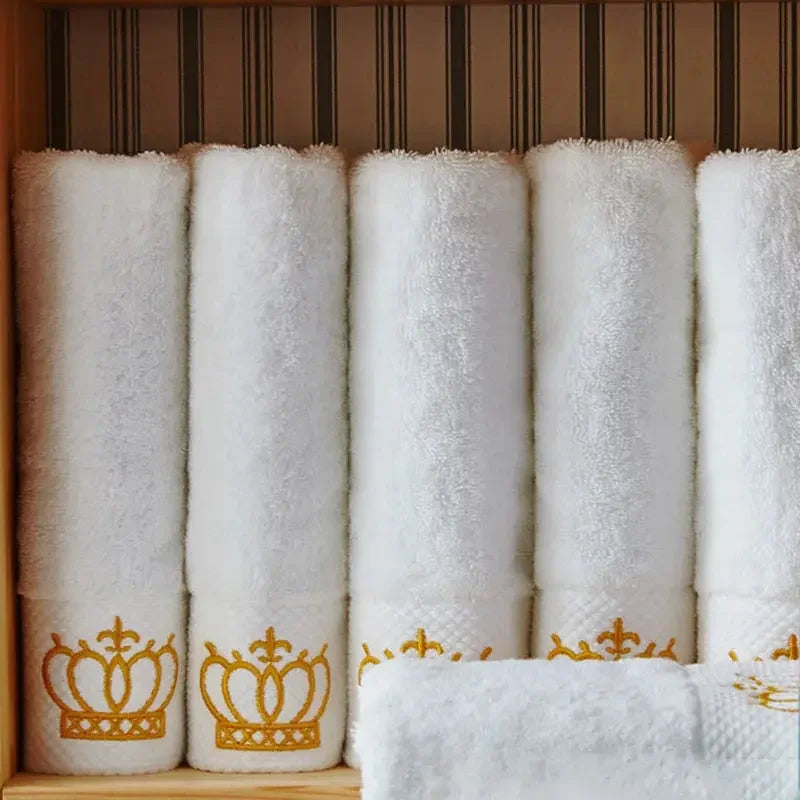 Embroidered Crown White bath towel 5stars Hotel Towels Quick Drying, Highly Absorbent, Great for Gifting - Confia - reusablefoodstoragebags confia