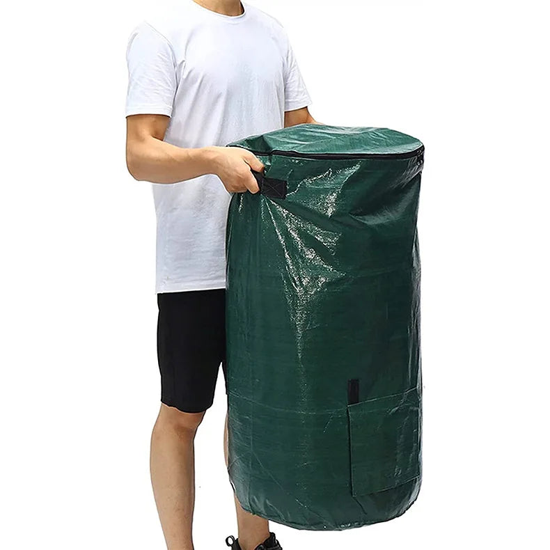 1 Pack, 34 Gallons Reusable Yard Waste Bags with Lid Extra Large Lawn Leaf Bags Heavy Duty Garden Waste Bags Container for Clean Up Outdoor Debris Leaves Grass Clippings