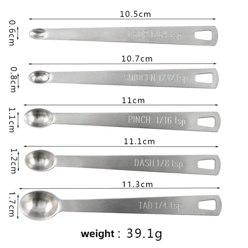 5 Stainless Steel Measuring Spoons Mini Spoons Home Kitchen Baking Cooking Seasoning Spoon Stainless Steel Mini Five Pieces - Confia