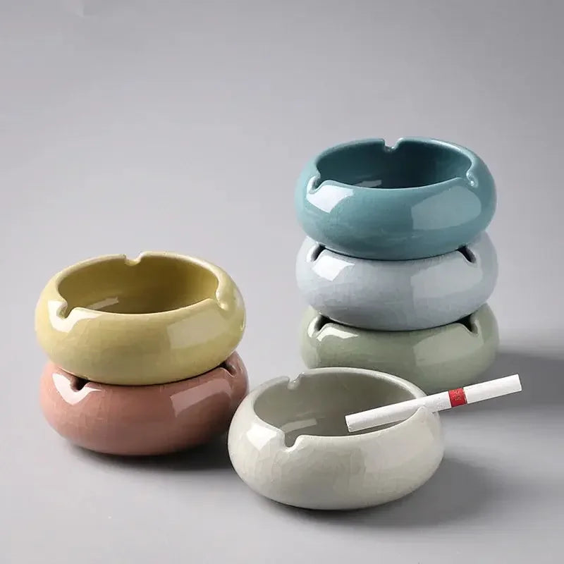 Ceramic Ashtray Handmade Ice Crack Decorative Modern Hotel Ash Tray Living Room Desktop Simple Ashtrays Home Decoration - Confia