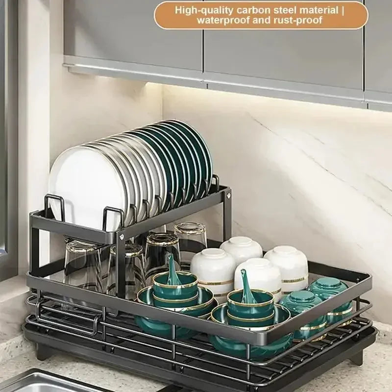 Simple Trending Dish Rack for Kitchen Counter, Large Capacity Dish Rack with Utensil Holder, Cutting Board Holder, Drain Board Tray for Kitchen Counter Storage - Confia - reusablefoodstoragebags confia