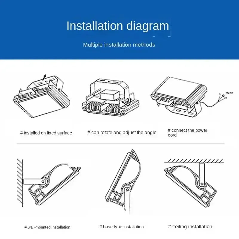 LED Floodlights 100W 50W 30W 20W 10W PIR Motion Sensor IP66 Waterproof LED 220V Hanging Exterior Outdoor Wall Lamp Spotlight - Confia