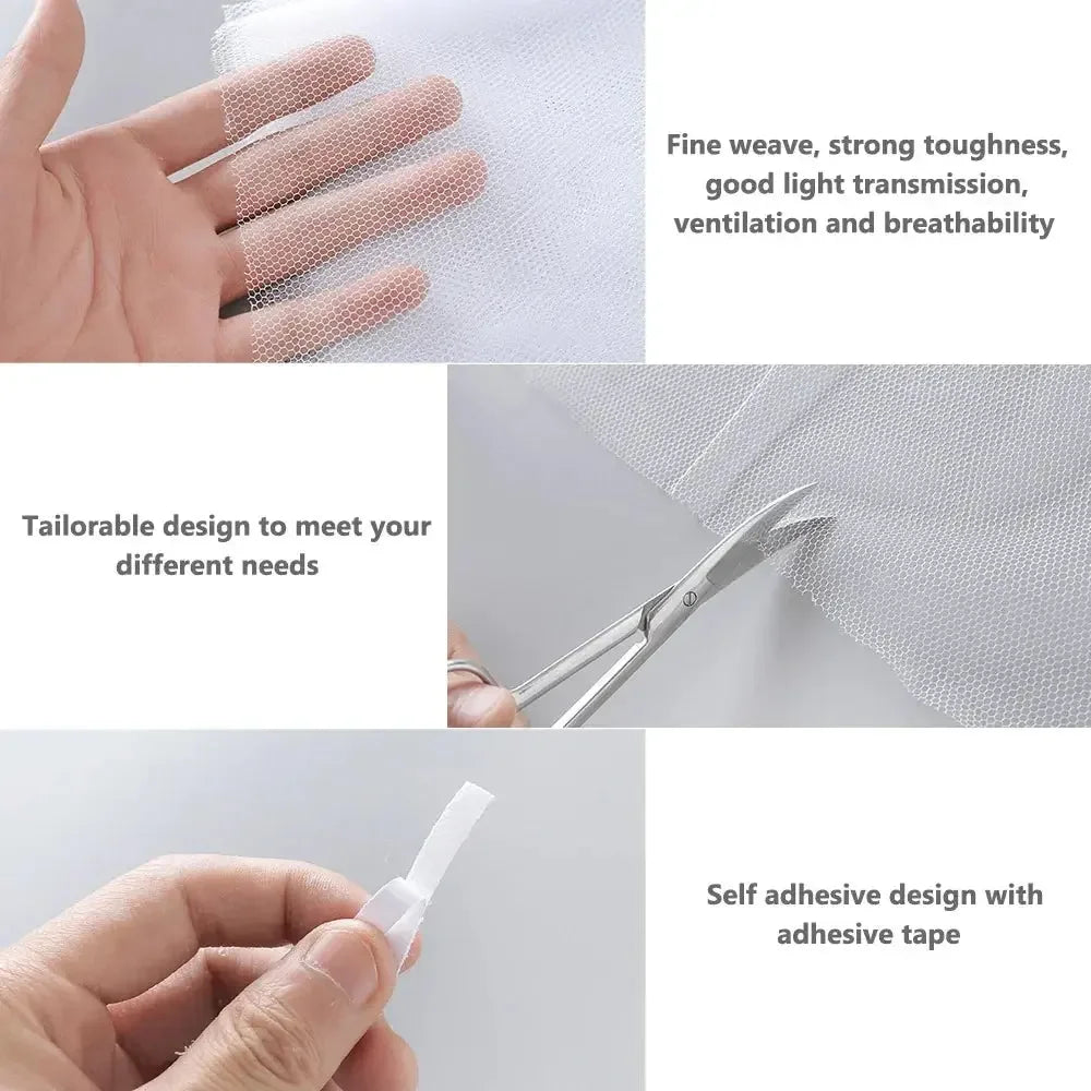 Anti Fly Mosquito Net DIY Self-Adhesive Fly Mosquito Window Net Easy Install Polyester Mesh Insect Screen for Windows & Doors, Strong Adhesive Velcro, Washable & Reusable Bug Screen - Confia - reusablefoodstoragebags confia