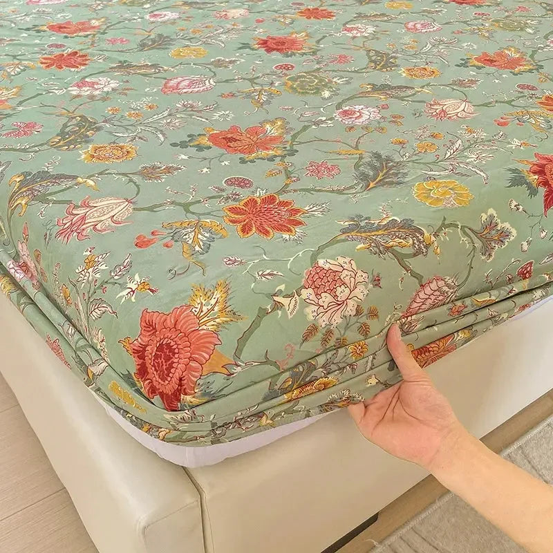 MissDeer Elastic Bed Sheets Sets Double Bed Flower Print Fitted Sheet Without Pillowcases Single Queen King Size Bed Cover - Confia - reusablefoodstoragebags confia