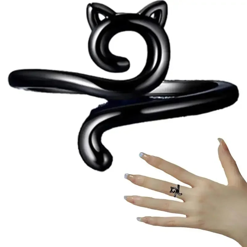 Adjustable Size Yarn Ring Cat Ears Crochet Ring Beginner Knitting Crocheting Loop Thread Wrapped Rings Tension Regulator Tool - Confia