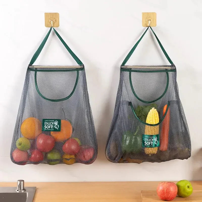 Reusable Storage Bags Kitchen Hanging Mesh Bag Home Fruit And Vegetable Storage Net Bag For Ginger Garlic Potatoes Onions Confia
