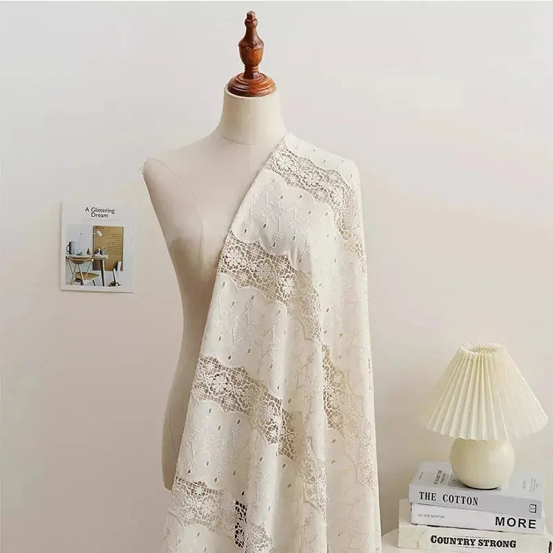 Pure Cotton Hollowed Out Embroidery Fabric Shirt Skirt Clothing Fabric DIY Tablecloth Handmade Fabric Apparel Sewing Fabric - Confia