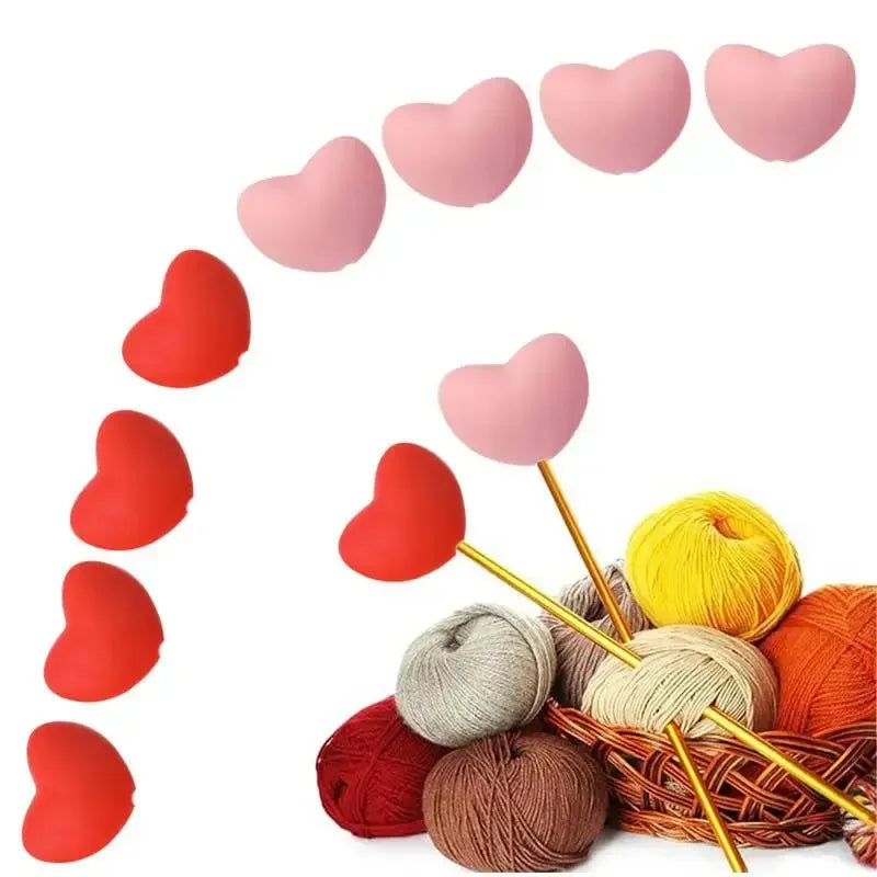 Knitting Needle Point Protectors Point Needle Stoppers Heart Shaped Stitches Stoppers Cute Small Needle Caps Crochet Knitting - Confia