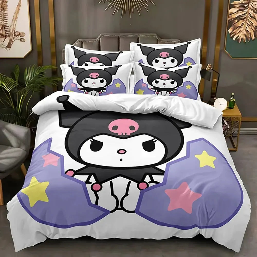 Cute Kuromi Comforter Bedding Sets Quilt Bed Cover Duvet Cover Pillow Case 2-3 Pieces Sets Kids Bedroom Decor - Confia - reusablefoodstoragebags confia