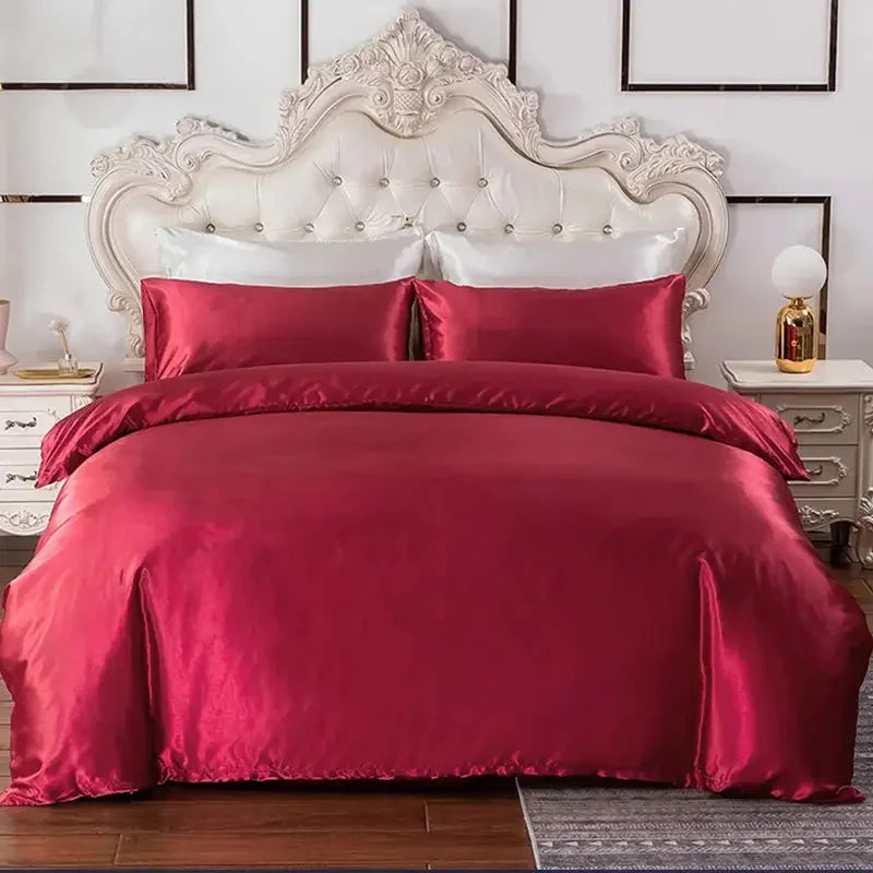 Bedding Duvet Cover Set Soft Silky Textured Comforter Cover with Corner Ties and Zipper Closure - Confia - reusablefoodstoragebags confia