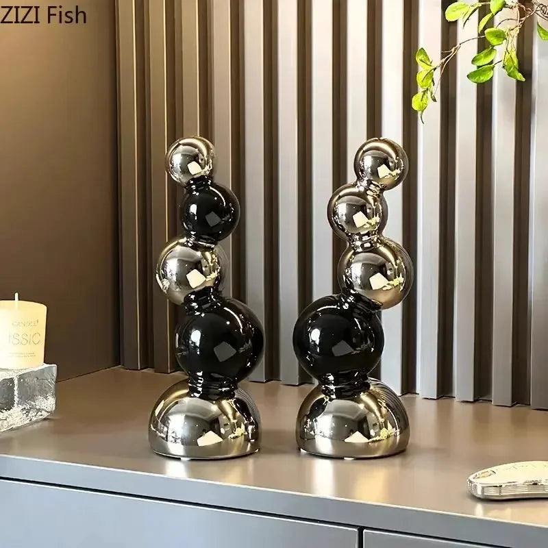 Creative Spherical Geometry Sculpture Ornaments Desk Decoration Modern Crafts Abstract Ceramic Statue Room Aesthetics Decor - Confia