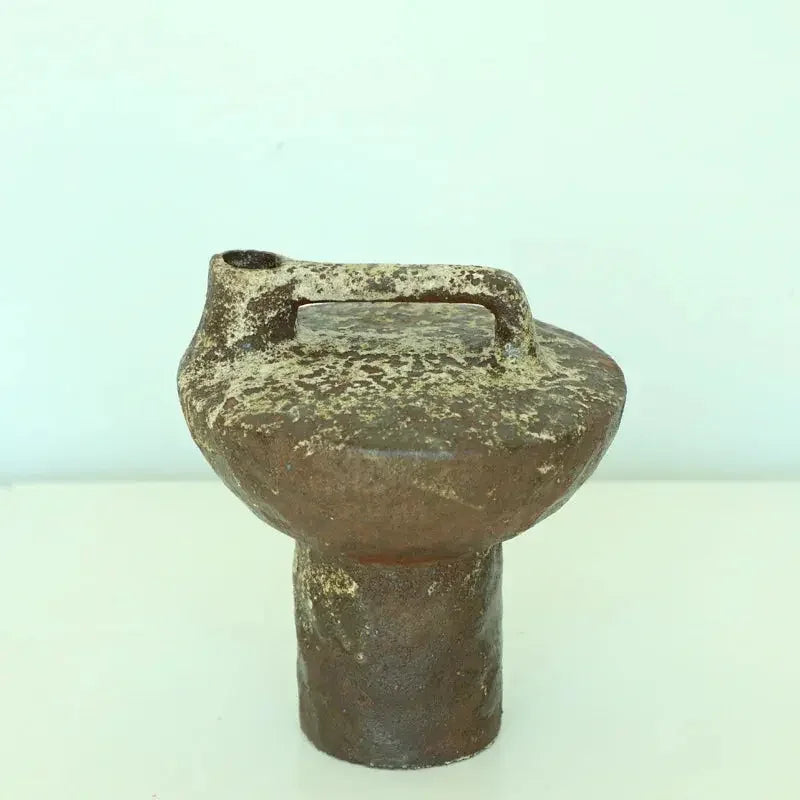 Ceramic Vase Coarse Ceramic Vase Flower Arrangement Retro Handmade Wabi Sabi Style Dry Flowers Zen Flower Arrangement - Confia