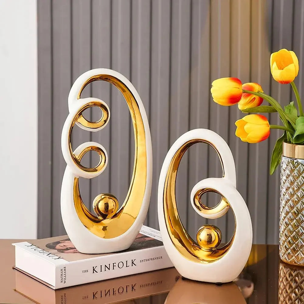 Abstract Ceramic Statue Modern Luxury Living Room Home Decor Accessories Office Decoration Desk Souvenirs Crafts Gifts - Confia