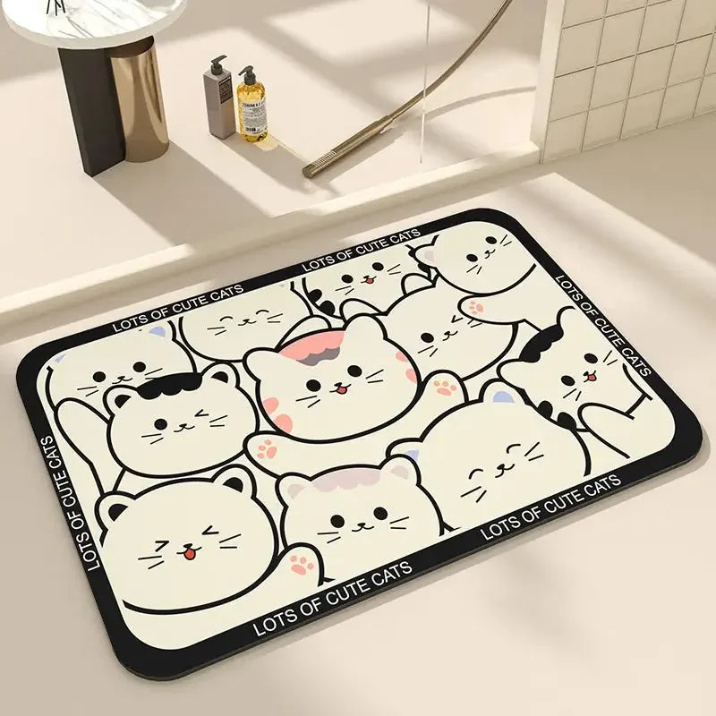 Bath Mats Cute Cat Dog Diatom Ooze Kitchen Accessories Prayer Mat Diatomaceous Earth Mat Non-Slip Super Absorbent Quick Drying Bathroom Mat Natural, Easy to Clean - Confia - reusablefoodstoragebags confia