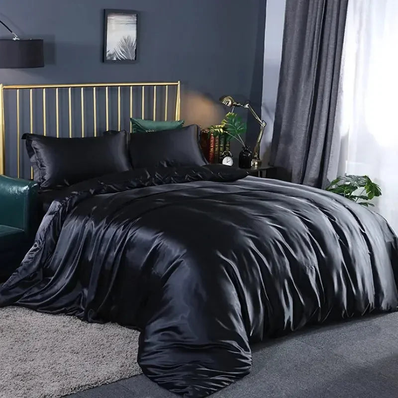 Bedding Duvet Cover Set Soft Silky Textured Comforter Cover with Corner Ties and Zipper Closure - Confia - reusablefoodstoragebags confia