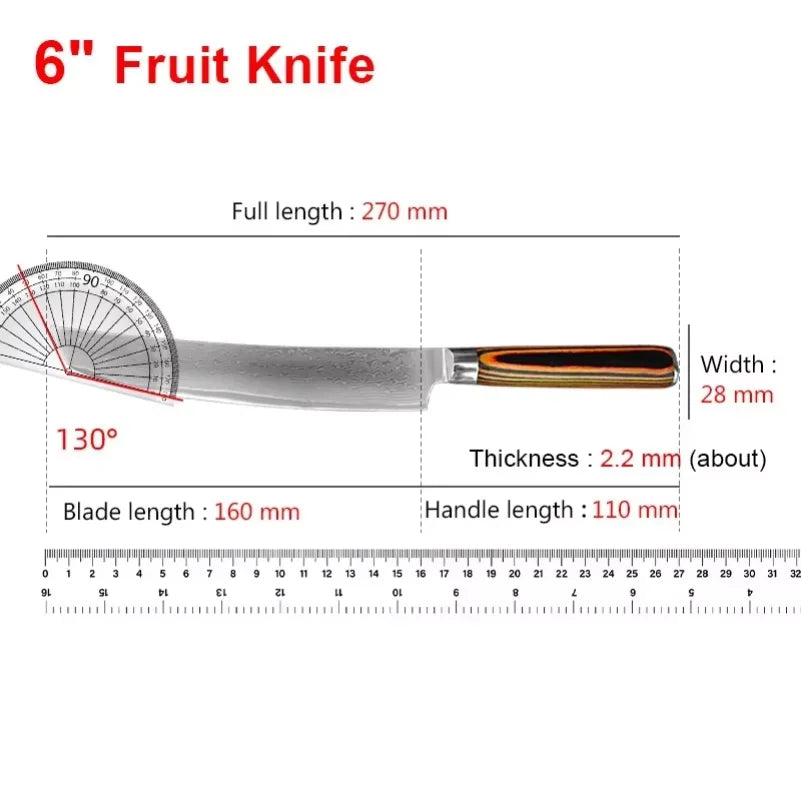 Chef Cooking Knives Wood Handle Japanese Damascus Steel Knife Cleaver Meat Vegetables Slicing Fruit Paring Kitchen Knives Tools