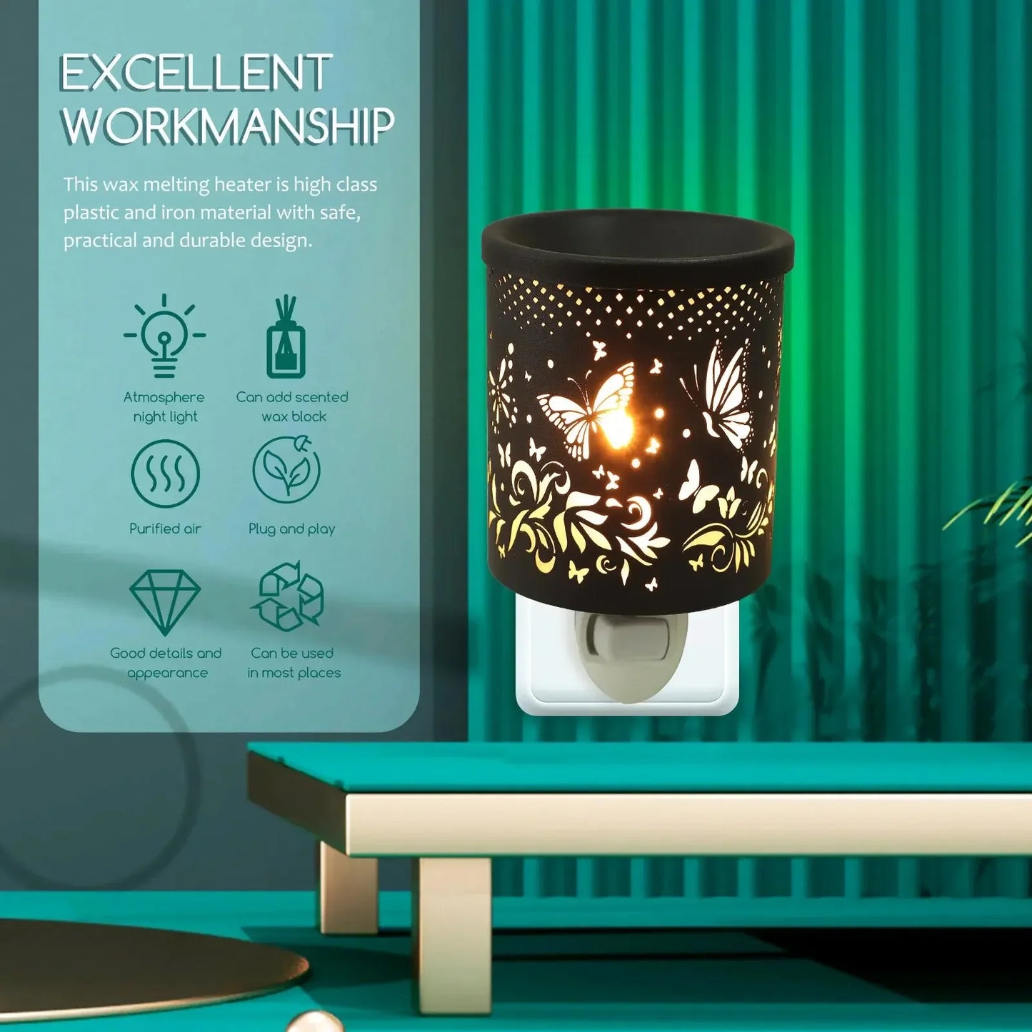 Metal In Wax Warmer Electric Burner Melter | Scented Oil Night Lamp Aromatherapy Furnace Bedroom Decor Gift | Candle Warmer Lamp - Confia - reusablefoodstoragebags confia
