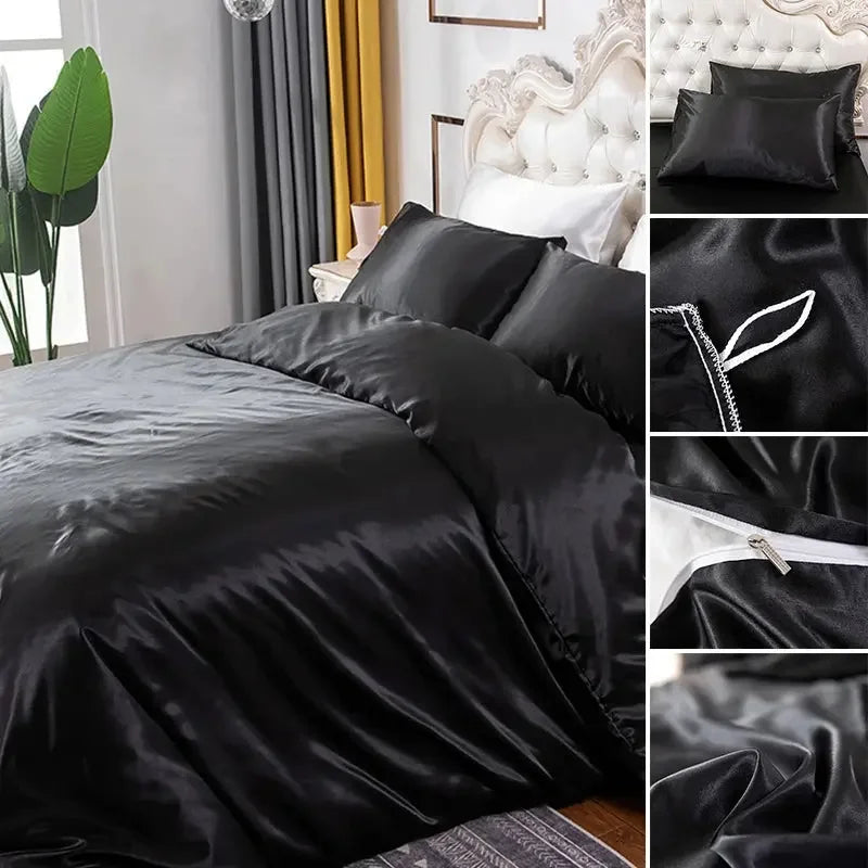 Bedding Duvet Cover Set Soft Silky Textured Comforter Cover with Corner Ties and Zipper Closure - Confia - reusablefoodstoragebags confia