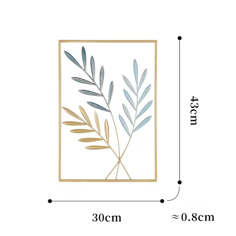 Metal Leaf Iron Wall Hanging Decor Palm Maple Leaves Plant Ginkgo Nordic Wall Pendant Mural Living Room Bedroom Home Decoration