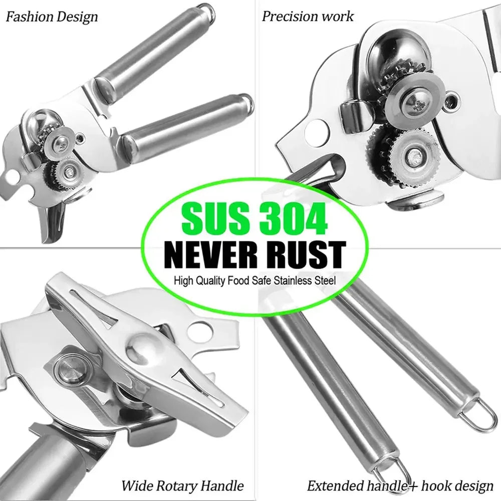 Multipurpose Manual Can Opener and Bottle Opener, Tin Cutter with Smooth Edge Comfortable & Anti Slip Hand Grip - Confia
