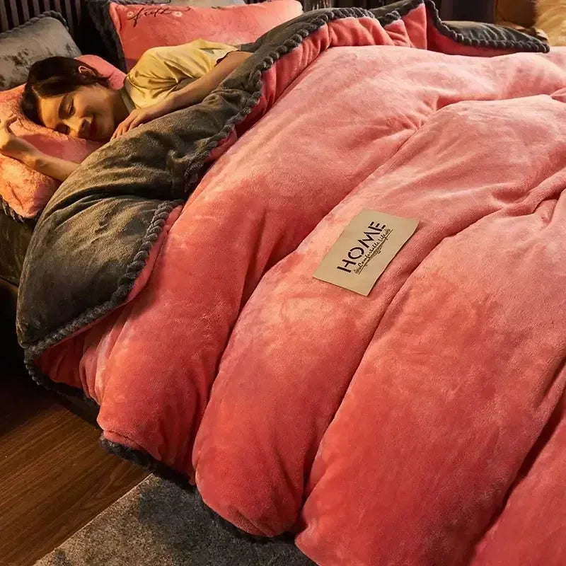 Winter Velvet Duvet Cover Without Pillowcases 1PC Thicken Warm Plush King Quilt Cover Suit Double Queen Bed Comforter Cover - Confia - reusablefoodstoragebags confia