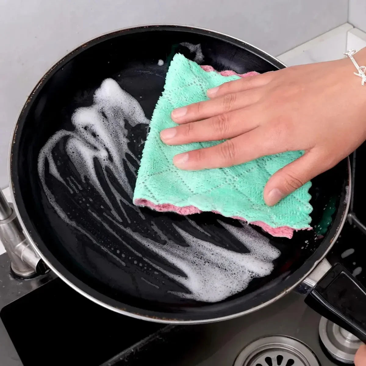 Household Kitchen Cleaning Towels/Dishwashing Cloths Cleaning Cloth, Microfiber Dishcloth, Dish Washing Towels, Quick Dry Thicken Towel Rag Wipe for Kitchen & Bathroom (5 or 10 pieces) - Confia - reusablefoodstoragebags confia