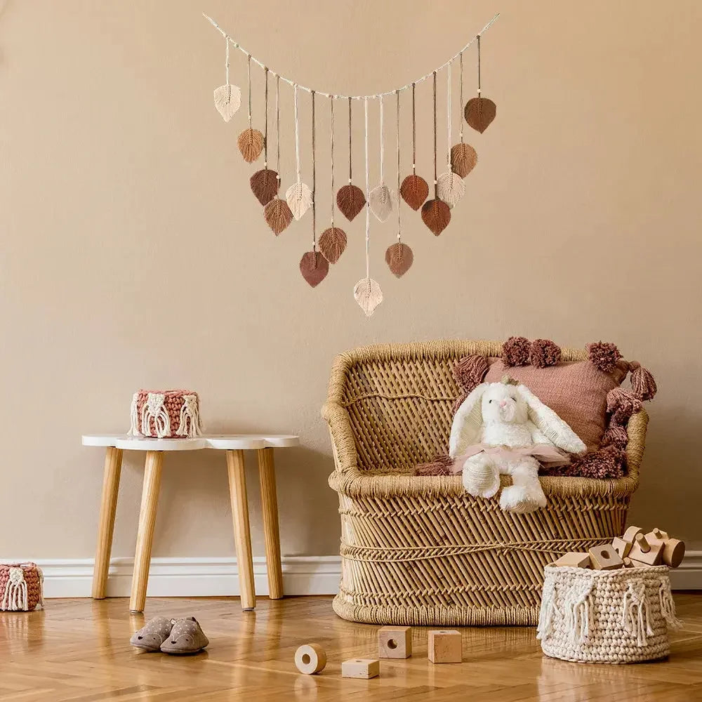 Boho Home Decoration, Macrame Tapestry Macrame Leaf Feather Wall Hanging Decor for Living Room Bedroom, Boho Wall Art Home Decor - Confia